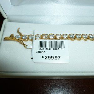 Diamon Art CZ 18K over Silver Tennis Bracelet NWT